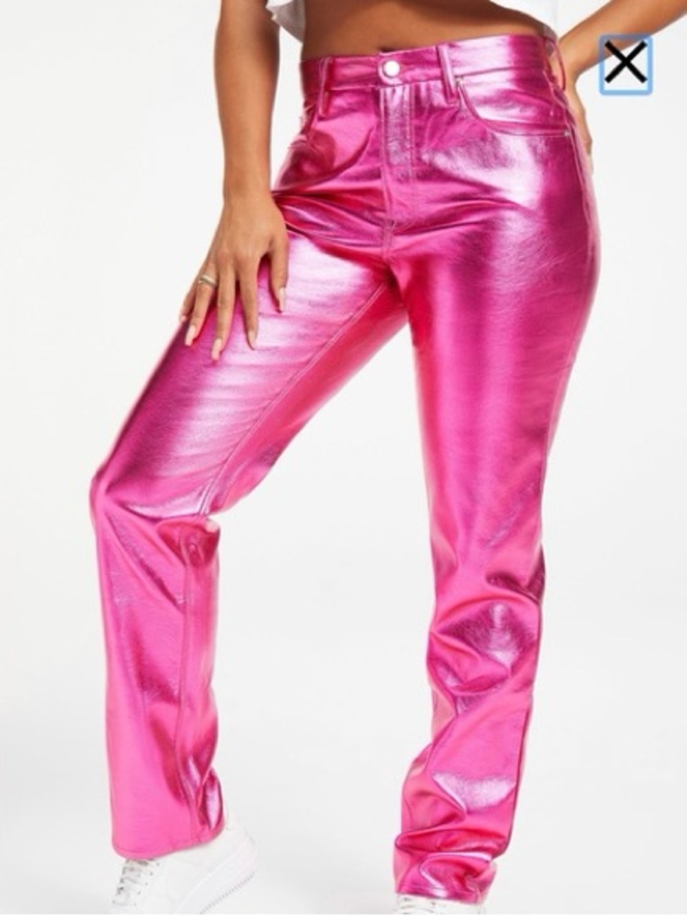 Good American Pink Straight-Leg Pants